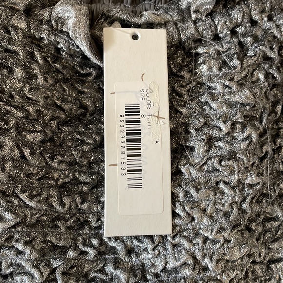 Petersyn X Revolve silver velour cocktail dress smocked off shoulder - Picture 4 of 10